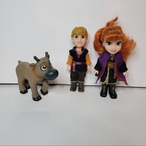 Disney Frozen Petite Doll Anna Sven Kristoff 6" inch Set Lot Figure